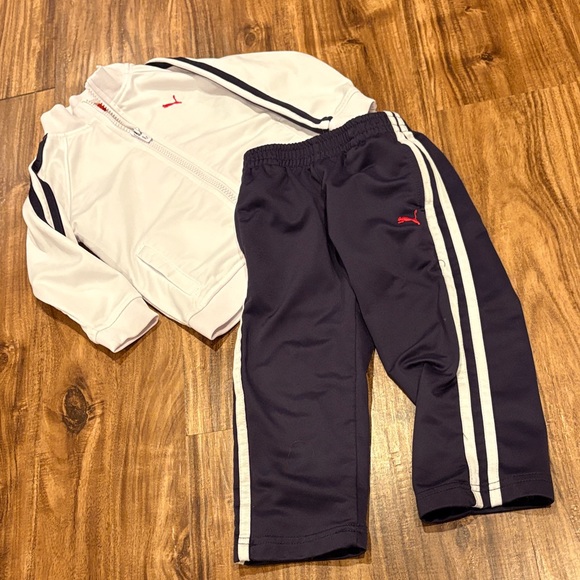 Puma Kids Navy and White Jogger Set with Guess Jean Jacket - Picture 6 of 11